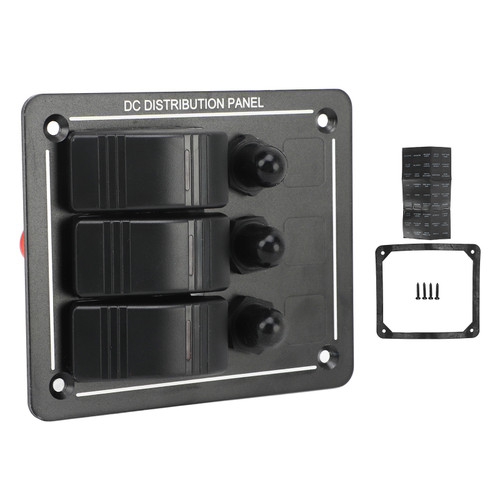 3 Gang Rocker Switch Panel 12‑24V On Off Aluminum Red LED Indicator for Car Truck RV Yacht UTV