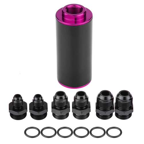 Universal 100 Micron AN6 Aluminum High Flow Fuel Inline Petrol Filter for Car Truck Purple
