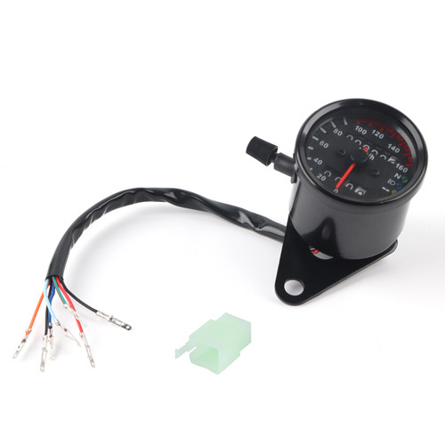Universal Motorcycle Odometer Speedometer Dual Reading Signal KM/H Black