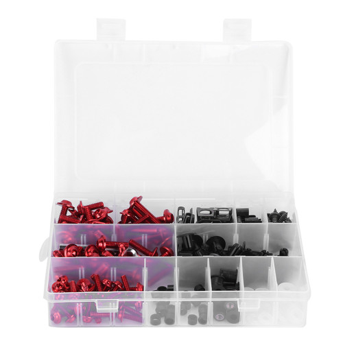 223pcs Motorcycle Fairing Bolts Set Windscreen Screws Nuts Motorbike Bodywork HardwaresRed