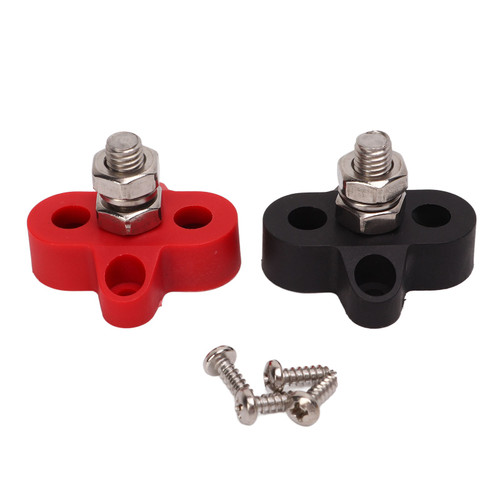 48V Battery Power Stud Red and Black Stainless Steel Post Single Stud Bus Bar Terminal Block for RV Truck Boat 5/16in (M8)