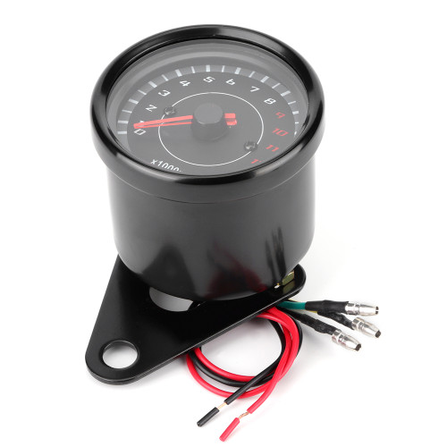 Universal 12V Vintage Motorcycle Tachometer Gauge LED Backlight Auto Accessory Black