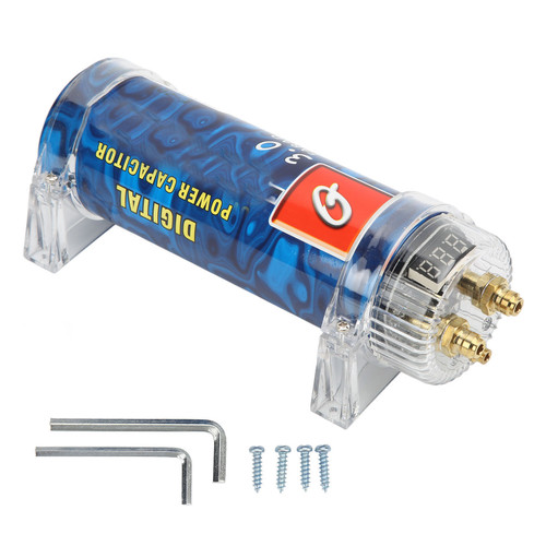 Universal Car Capacitor 3 Farad Digital Power Capacitor Blue with 3/4 Digital Voltage Display for Auto