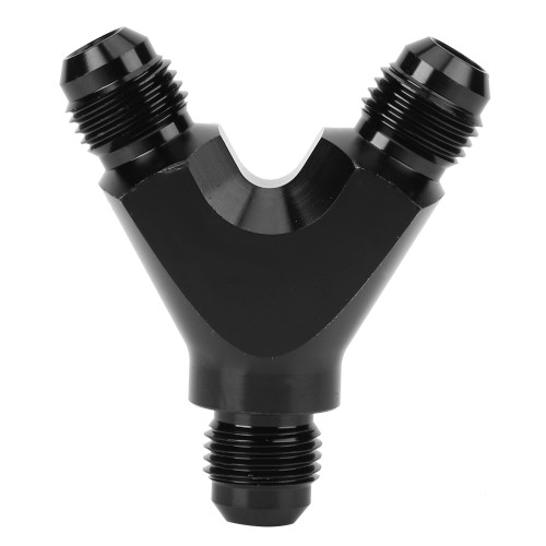 Aluminum Alloy 3-Way Fitting Adapter Y Type AN6 6AN Male to 2X AN6 6AN Male Black