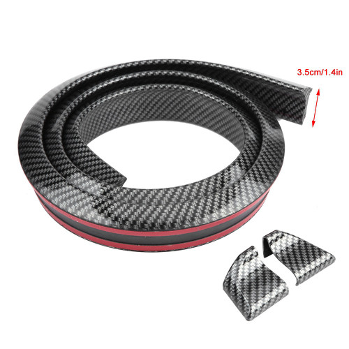 1.5m/4.9ft Carbon Fiber Soft Rubber Car Rear Roof Trunk Spoiler Wing Lip Sticker Guard