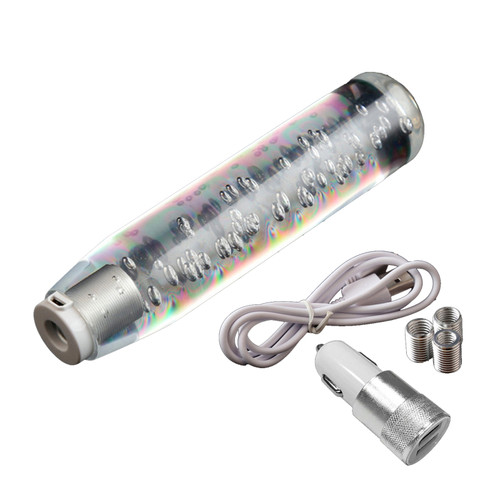 LED Light RGB Shift Knob Stick Crystal Transparent Bubble Gear Shifter10cm/15cm/20cm/25cm/30cm，Multicolor Gradient Shift Knob Universal