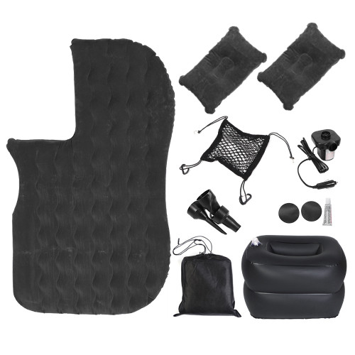 Seat/Lying Air Bed Cushion   Pillow   Inflator Pump Kit for SUV Car Travel Vacation (Black)
