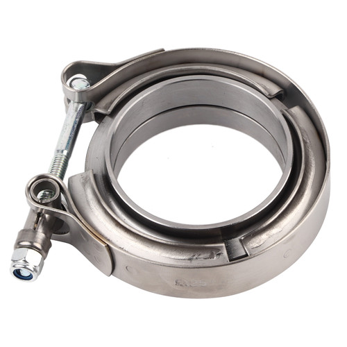 2.25 Inch Turbo Exhaust Down Pipe Stainless Steel V Band Clamp 2pcs Flange Kit