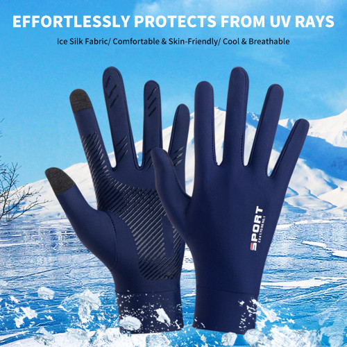 Summer UV Protection Gloves, Two-Fingerless Non-Slip Gloves for Men Women Breathable Gloves for Driving Cycle Riding Climbing Golfing Workout (Black, S)