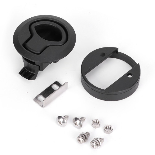 Round Black Flush Pull Slam Latch Deck Hatch Handle Lock for Marine Boat RV Drawers