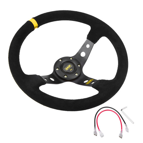 Universal 35cm/14inch 6-Bolts Auto Car Racing Steering Wheel with Horn Yellow