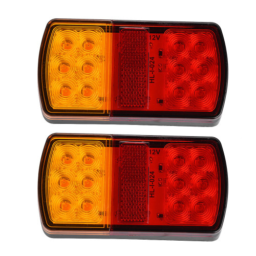 2pcs 12V Trailer Tail Stop Light LED Lamps 12 LEDS Indicator Submersible Boat