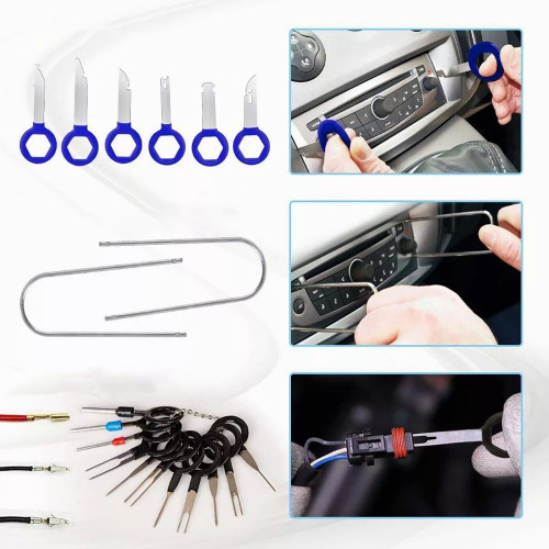 38pcs Trim Removal Tool Kit Car Pry Tool Door Panel Audio Stereo Trim Remover Tool Auto Clip Pliers Fastener Remover with Zipper Storage Bag