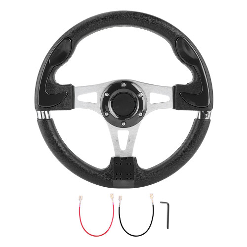 320mm/12.5in Car Sport Steering Wheel with Horn Button Universal Auto Modified PartsBlack