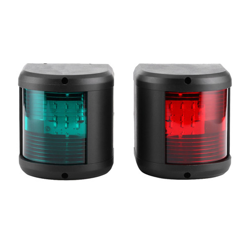 12V LED Navigation Light Waterproof Green Starboards Red Port Side Lamp for Marine Boat Yacht Black Shell