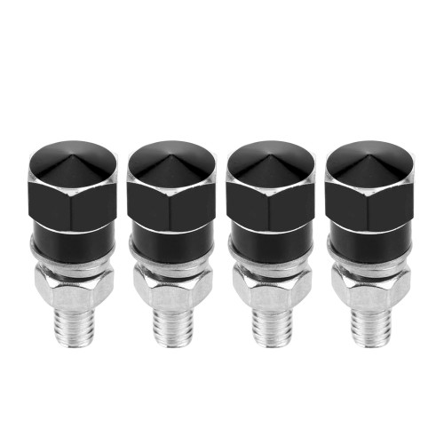 4pcs Universal Thread License Plate Frame Bolts Screws For Motorcycle (black)