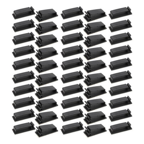 50PCS Car Self Adhesive Cable Holders Acid Resistant Insulating Black Nylon FC‑30