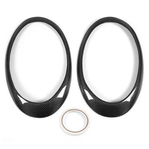 Pair Front Headlight Frame Carbon Fiber Car Lamp Cover Trim Replacement for 911 997 GT3 2005‑2010