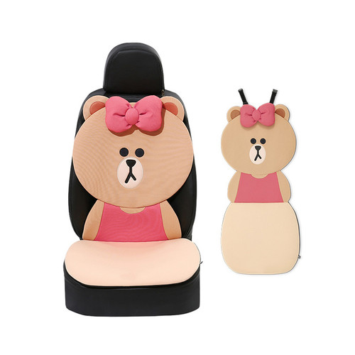 Car Cushion Breathable and Refreshing Cartoon Comfortable Car Seat Cushion for Car Light Brown Bear