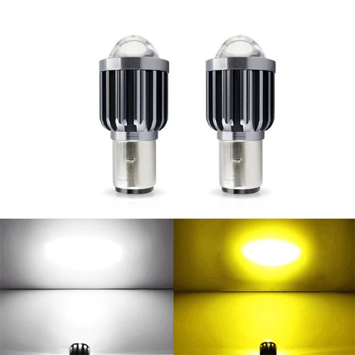 Car LED Bulb Tail Brake Light Bulb High Brightness Energy Saving for Motorcycle Scooter BA20D White Yellow Dual Color
