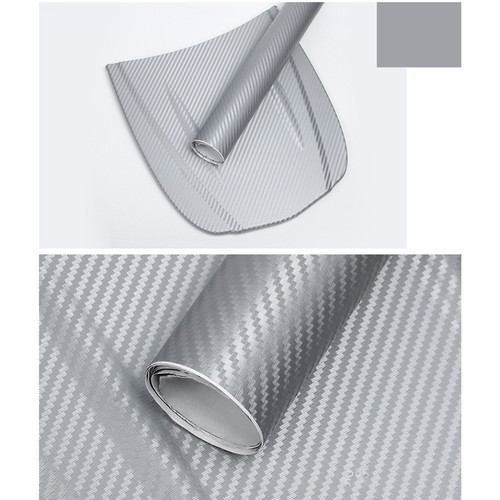 Carbon Fiber Style Wrapping Film 3D Thickened Car Exterior Decorative Protection Wrap Roll Stickers Decal Silver 1.52mx30cm