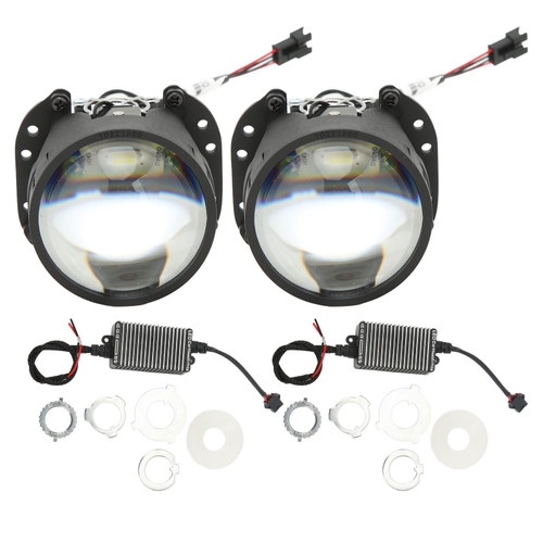 2.5in Bi LED Projector Lens Car Headlight Retrofit Kit High Low Beam 6000K White for H1 H4 H7 HB3 HB4 D1 Bracket Cars