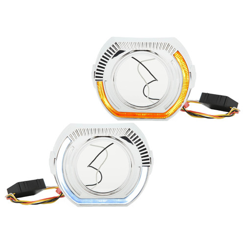 LED Angel Eyes Halo DRL Bezel Shrouds 12V 5W Left Right Ring Covers for 3 Inch Bi Xenon LED Dual Lens Headlight White Yellow Light