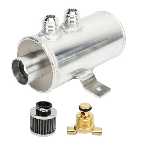750ml Oil Catch Can Durable Leakage Proof Pollution Oil Breather Tank with Breather Filter Universal for Most Cars Silver