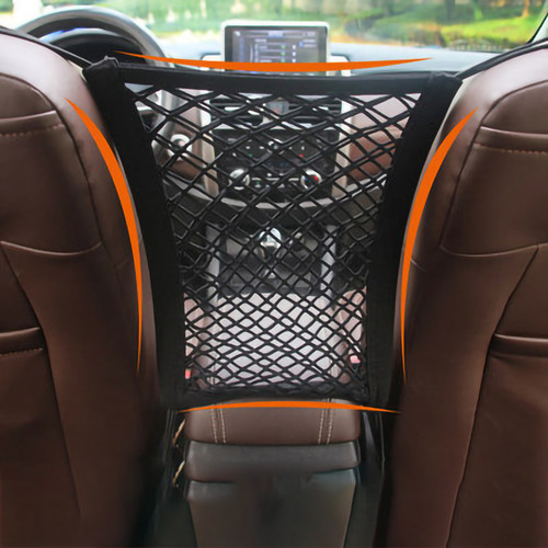 Car Mesh Organizer Multifunction Seat Back Net Bag Storage Netting Pouch Stretchable Pet Barrier for Trucks SUVs2 Layer 4 Sides Elasticity