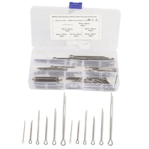 Stainless Steel Cotter Pin Fastener Kit 6 Size M1.6x25 M2.5x25/40 M3.0x30/40 M4x60 for Auto Truck Garage Workshop Repair