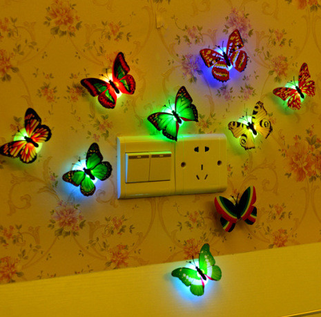 Creative colorful luminous butterfly night light luminous dragonfly LED decorative wall lamp
