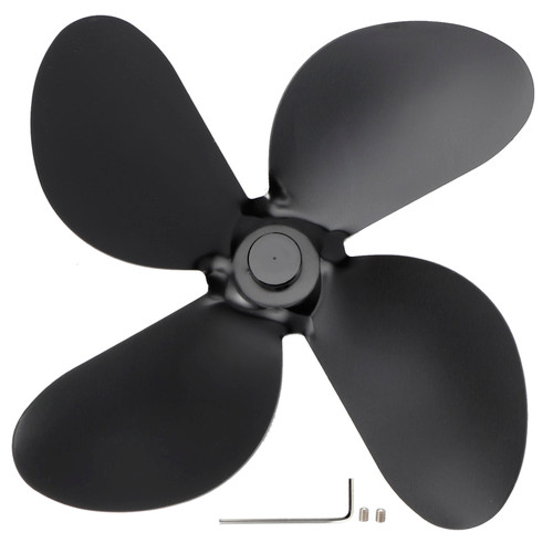 4 Blades Fireplace Fan Blade Stove Fan Blades Replacement Parts Home Stove AccessoriesBlack