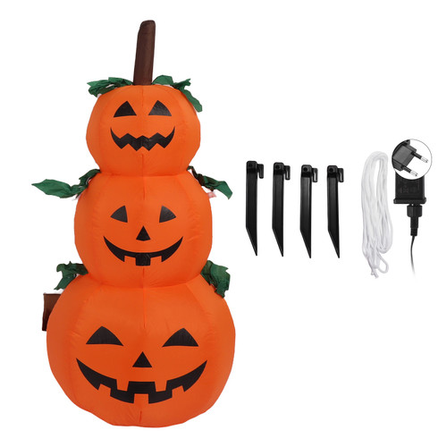 3.9ft Halloween Inflatable 3 Pumpkin Stack Light 100‑240V Halloween Inflatables Stacked Pumpkins for Garden Holiday Party EU Plug