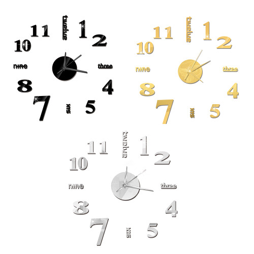 DIY Wall Clock Frameless Mirror Wall Clock Large Mute Wall Stickers for Living Room Home Decorations