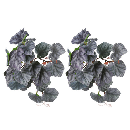 2PCS Artificial Water Plant Simulation Vine Lifelike Plastic Leaves Decoration with Suction Cup for Fish TankDual Color Begonia Leaves