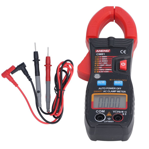 Digital Clamp Meter Accurate Contactless Backlight Handheld AC DC Voltage Tester for Current Resistance Capacitance Red