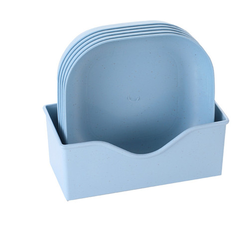 Fruit Plate Tray Multipurpose Salad Dish Eco Friendly Kitchen Dinner Plate for Household(Blue 5 Deep Plate Base )