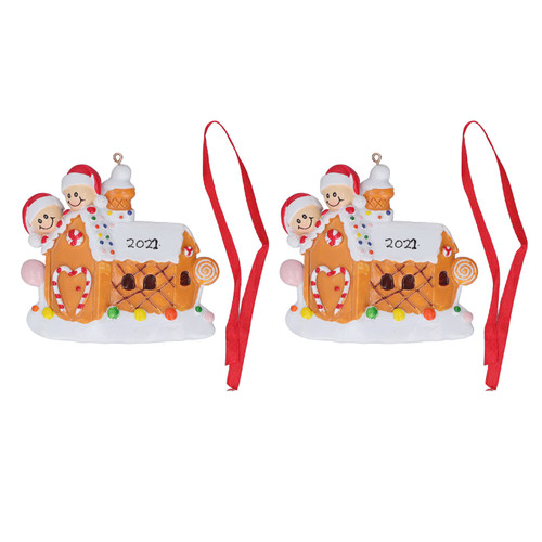 2pcs Christmas Tree Pendant Resin Carved Hand Painted Decorative Christmas Hanging Ornament for Home 22 W249