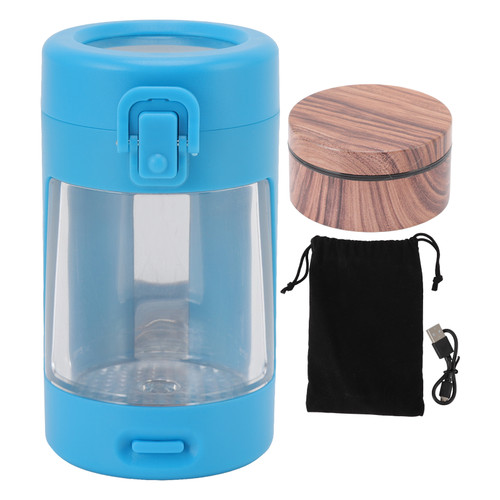 Glow Storage Jar with Grinder LED Waterproof Transparent Glass Seal Jar with 55mm Grinder for Outdoor Blue