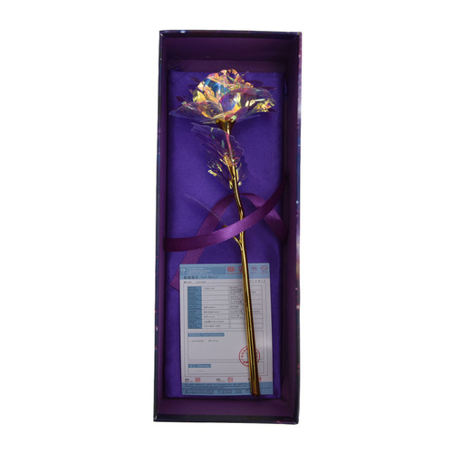 Romantic Artificial Rose Gold Foil Colorful Rose Valentine's Day Rose Flower for Home Wedding Gift Decoration