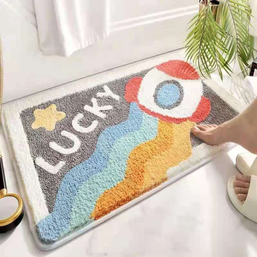 Bath Mat Multipurpose Luxury Shaggy High Absorbent Slip Resistance Cute Shower Rug for Bathtub Shower and Bath RoomLucky Firearrow