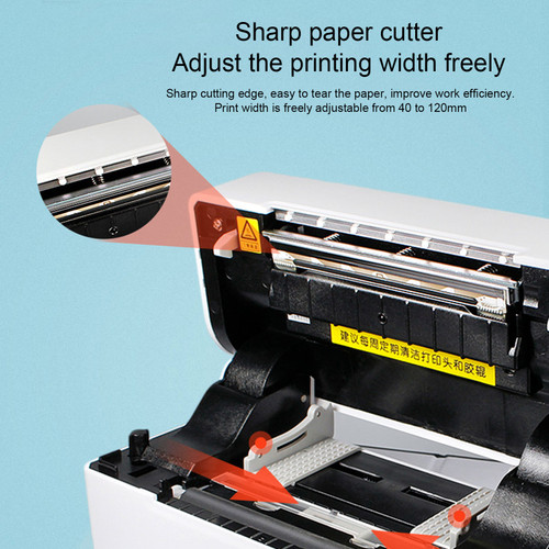 TDL406 Thermal Label Printer BT Wireless USB Connect Shipping 40 to 120mm Label Maker 100‑240V EU Plug