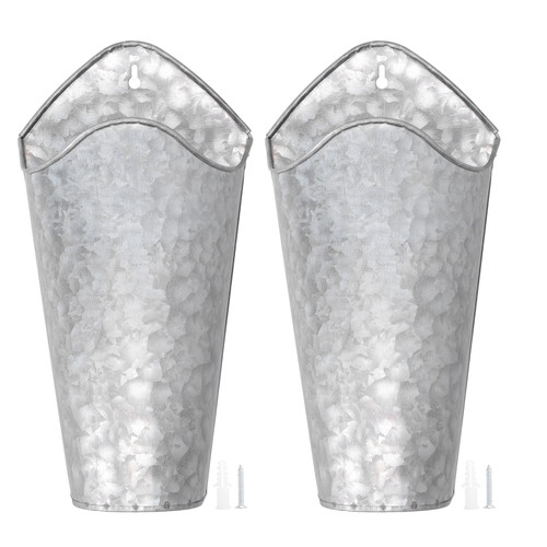2PCS Iron Art Wall Planter Hanging Flowers Pot for Home Indoor Outdoor Decoration 9x15x30cm