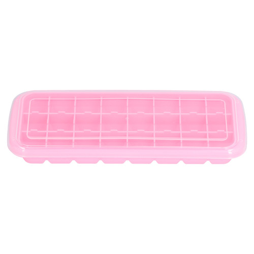 24‑Grids Ice Cubes Tray with Lid Food Grade Silicone DIY Ice Mold Tray for Home Bar UsePink