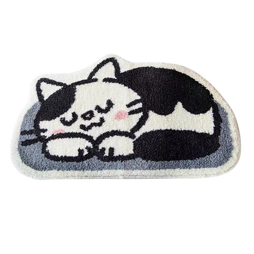 Bathroom Rug Mat Cute Simple Quick Drying Prevent Slipping Shower Carpets for Hotel and Home Lying Down Cat 40x60cm/15.7x23.6in Imitation Cashmere