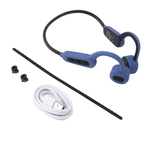 Bone Conduction Open Ear Bluetooth Sport Headphones IP68 Waterproof Wireless Lightweight Earphones for Workouts Running Swimming 16GB Blue