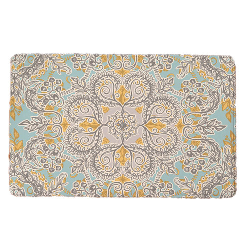 Retro Flower Style Soft Flannel Doormat Kitchen Mat Anti Slip Water Absorb Carpet 40*60cm (1)