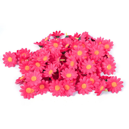 100PCS Daisy Artificial Simulated Sun Flowel Heads Bulk Wedding Party Decor (#5 Rose Red)