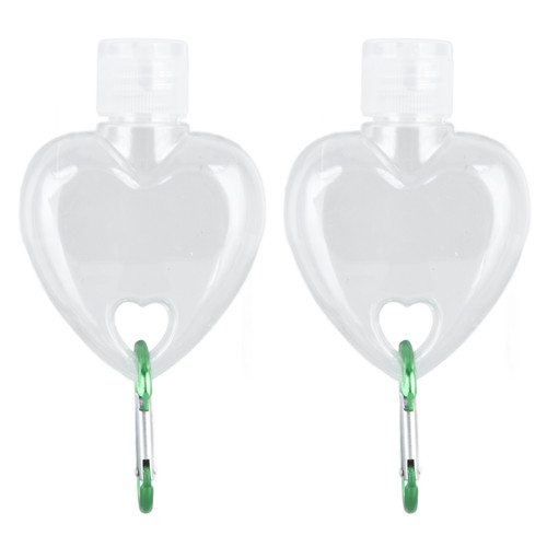 2Set 50ml Travel Bottle with Keychain Flip Cap Plastic Liquid Bottle Refillable Leakproof Transparent Squeeze ContainerHeart Shaped