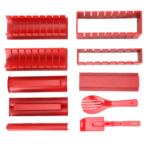 DIY Sushi Making Kit Plastic Japanese Sushi Maker Rice Roll Mold Kitchen Accessory Red